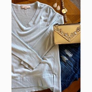 Light Blue Side Slit Sweater